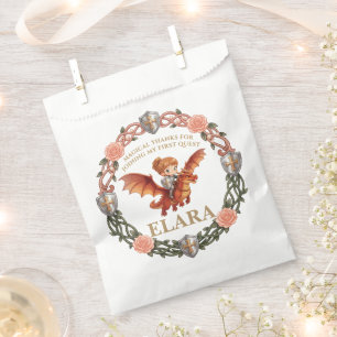 Whimsical Knight Girl and Dragon First Birthday Favour Bags