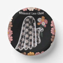 Whimsical Lace Ghost Illustration with Floral 