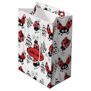 Whimsical Ladybug And Swirls Medium Gift Bag