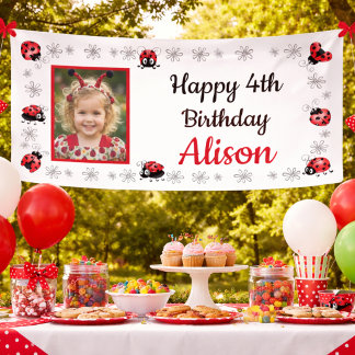 Whimsical Ladybugs Birthday  Banner