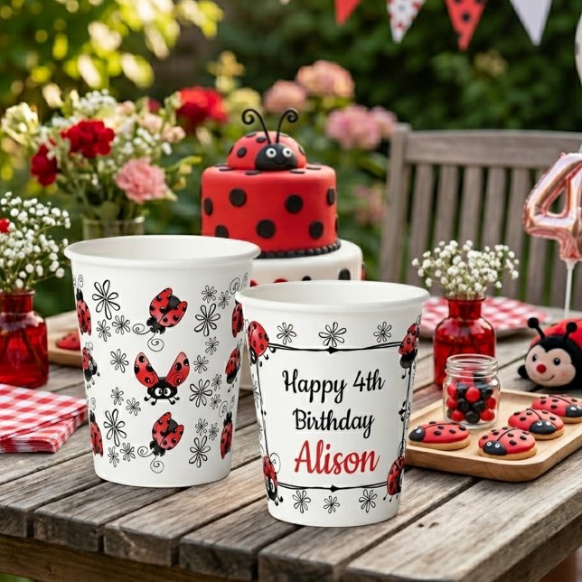 Whimsical Ladybugs Birthday Paper Cups (Creator Uploaded)