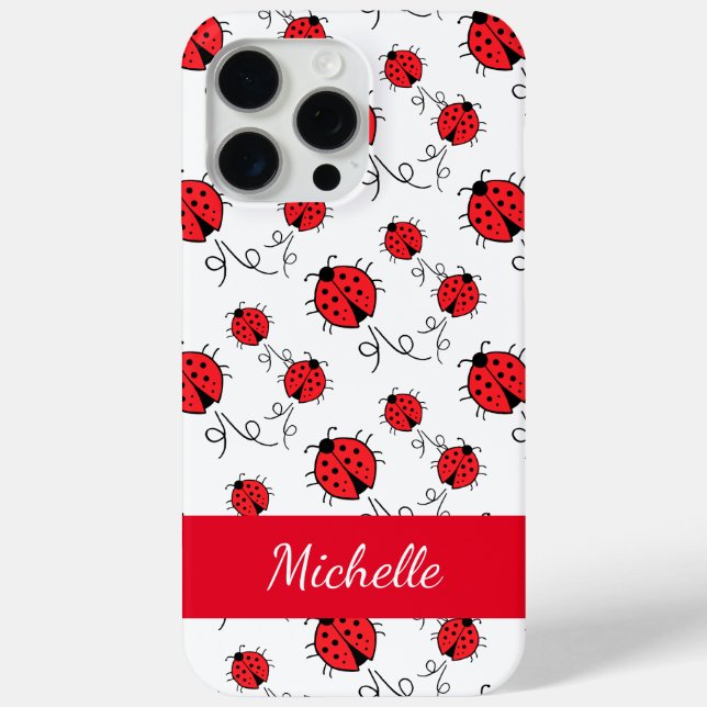 Whimsical Ladybugs Pattern Cute Personalised  Case-Mate iPhone Case (Back)