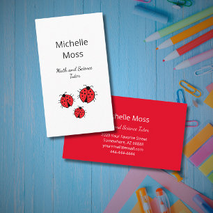 Whimsical Ladybugs Teacher Tutor Cute Education Business Card