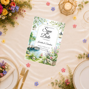 Whimsical Lakeside Cottage Romance Wedding Save The Date