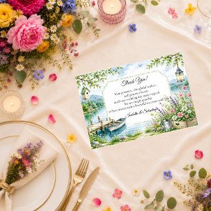 Whimsical Lakeside Cottage Romance Wedding Thank You Card