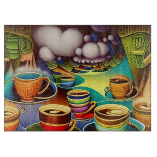 Whimsical Land of Coffee Cups    Cutting Board