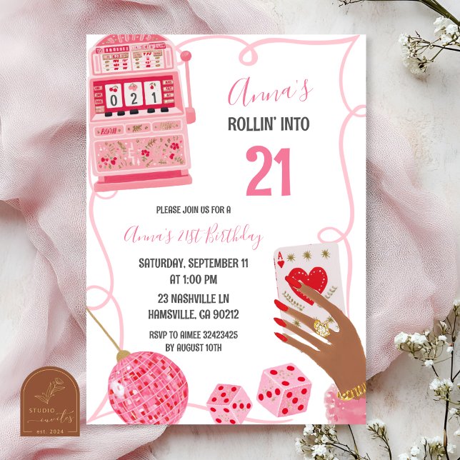 Whimsical Las Vegas Rolling into birthday Invitation (Creator Uploaded)