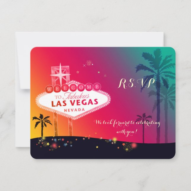 Whimsical Las Vegas Wedding RSVP Card (Front)