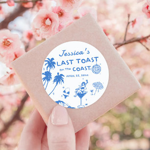 Whimsical Last Toast Coast Beach Bachelorette Classic Round Sticker