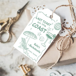 Whimsical Last Toast Coast Green Bachelorette Gift Tags