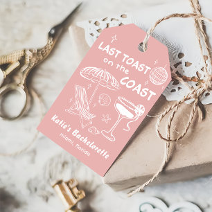 Whimsical Last Toast Coast Pink Bachelorette Gift Tags