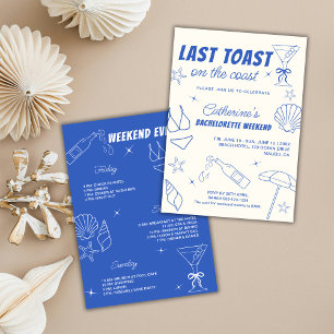 Whimsical Last Toast On The Coast Bachelorette  Invitation