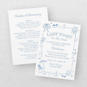 Whimsical Last Toast On The Coast Blue Invitation
