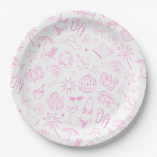 Whimsical Last Toast On The Coast Pink Paper Plate
