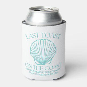 Whimsical Last Toast On The Coast Turquoise Can Cooler