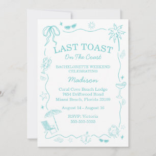 Whimsical Last Toast On The Coast Turquoise Invitation