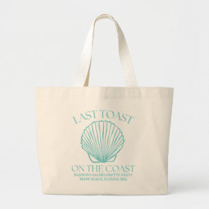 Whimsical Last Toast On The Coast Turquoise Large Tote Bag