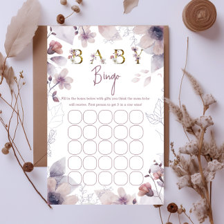 Whimsical Lavender Baby Bingo Shower Game Card