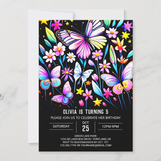Whimsical Lavender Delicate Butterfly Birthday Invitation (Front)