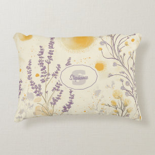 Whimsical Lavender & Yellow Floral Pattern Decorative Cushion