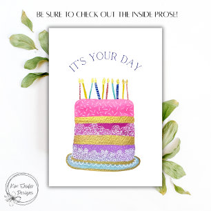 Whimsical Layered Cake with Candles Birthday Card