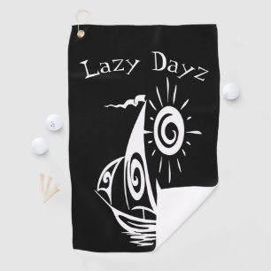 Whimsical Lazy Sailboat Golf Towel