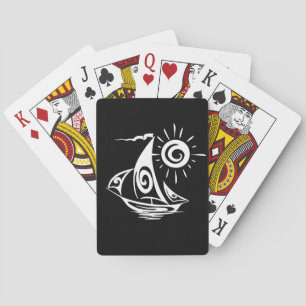 Whimsical Lazy Sailboat Playing Cards