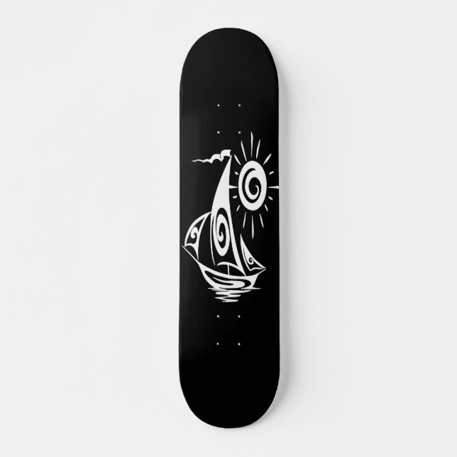 Whimsical Lazy Sailboat Skateboard (Front)