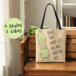 Whimsical Leaning Coffee Cup Stack Tote Bag