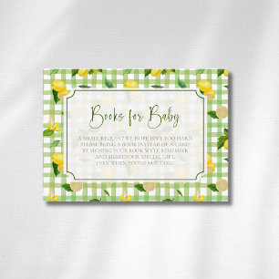 Whimsical Lemon Citrus Chequered Books For Baby Enclosure Card