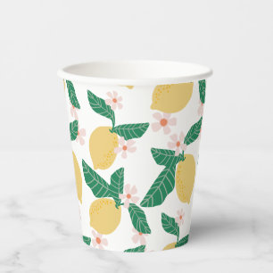 Whimsical Lemon Print  Paper Cups