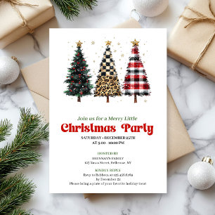 Whimsical leopard and gold Christmas tree invite