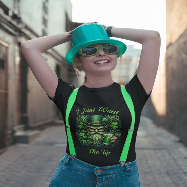 Whimsical Leprechaun Drinking A Frothy Beer T-Shirt (Creator Uploaded)