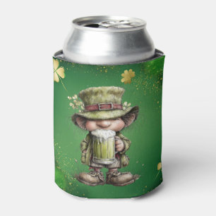 Whimsical Leprechaun Illustration Can Cooler
