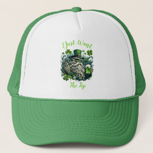 Whimsical Leprechaun Savouring A Cold One Trucker Hat