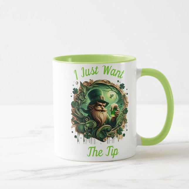 Whimsical Leprechaun Savouring A Pint Mug (Right)