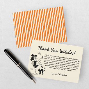 Whimsical Let's Go Witches Halloween Bachelorette Thank You Card