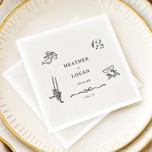 Whimsical Let's Toast Engagement Party Napkin