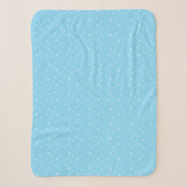 Whimsical Light Blue Hand-Drawn Snowflakes Pattern Sherpa Blanket (Front)
