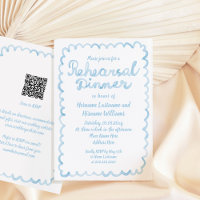 Whimsical Light Blue QR RSVP Code Rehearsal Dinner