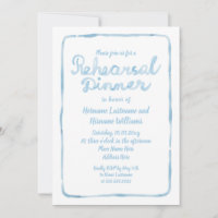 Whimsical Light Blue Simple Frame Rehearsal Dinner
