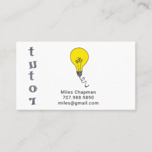 Whimsical Light Bulb Idea Education Teacher Tutor Business Card
