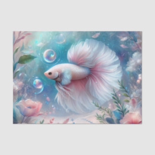 Whimsical Light Pink Betta Fish Decoupage Tissue Paper