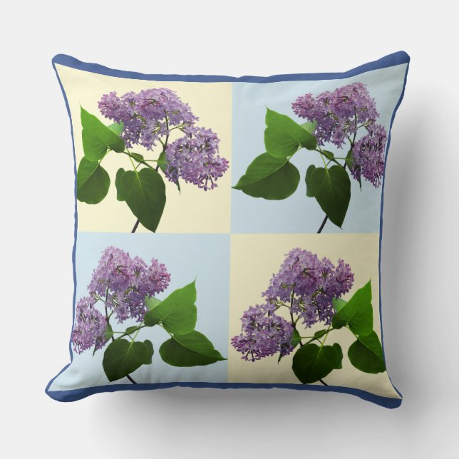  Whimsical Lilac Blossom Branch Collage Pattern Cushion (Front)
