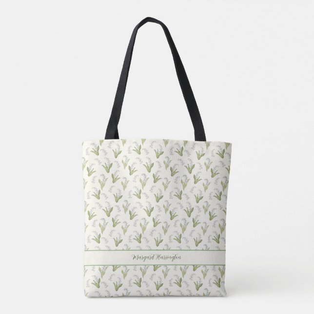Whimsical Lily of the Valley May Birthday Flower Tote Bag (Back)