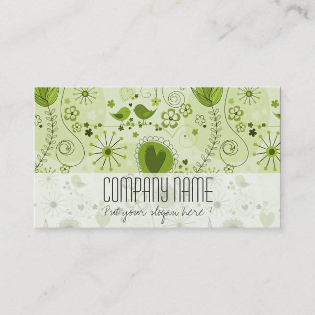 Whimsical Lime Green Floral Elegant Event Planner Business Card (Front)