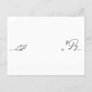 Whimsical Line Drawing Of A Dog Playing Fetch Post Postcard