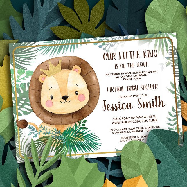 Whimsical Lion Themed Party | Virtual Baby Shower Invitation (Creator Uploaded)