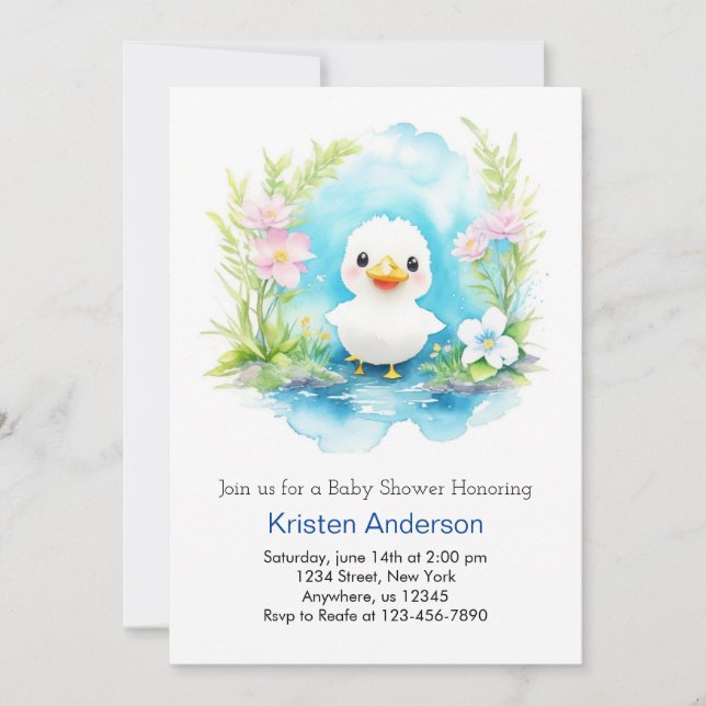 Whimsical Little Duck Boy Baby Shower Invitation (Front)