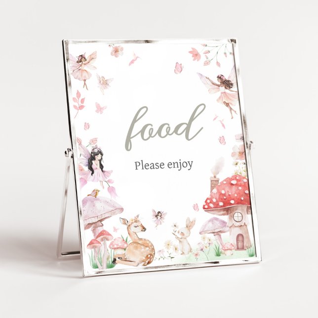Whimsical Little Fairy Baby Shower Food Poster (Little Fairy Whimsical Baby Shower Food Sign)